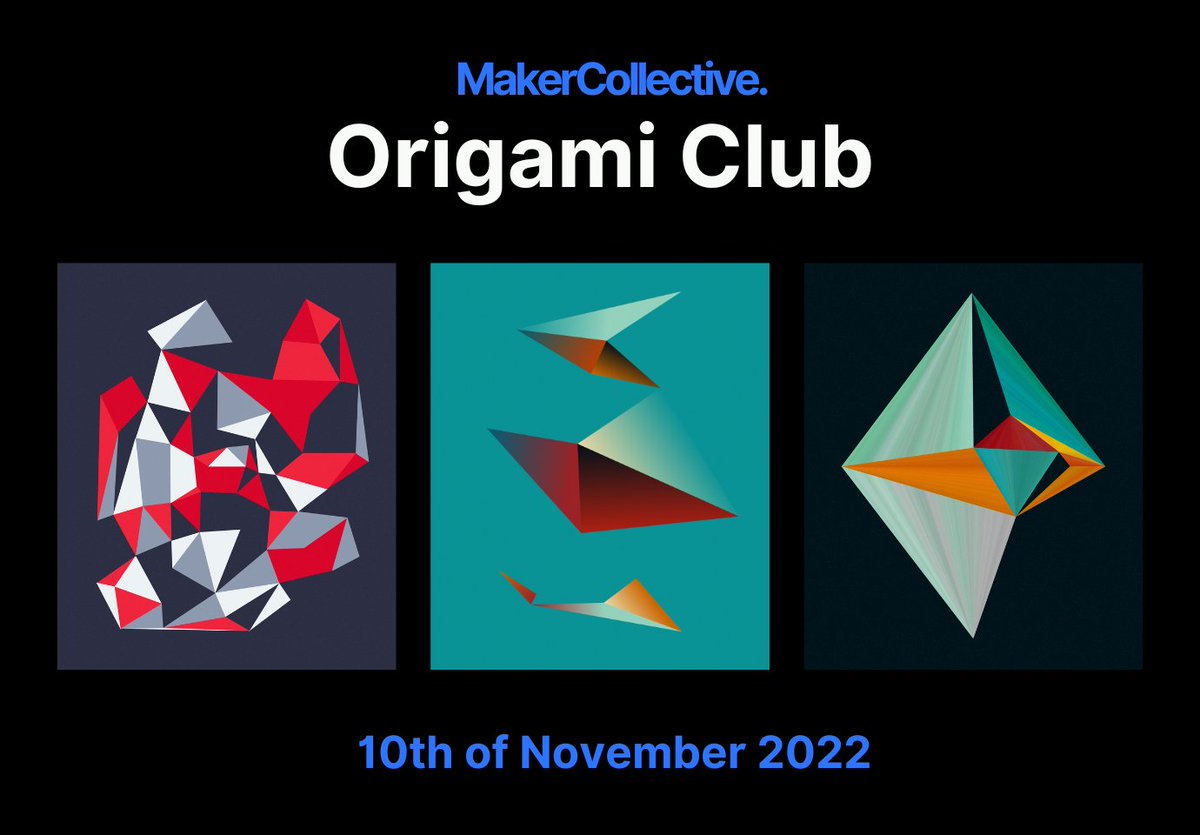 mkrcollective's tweet photo. Introducing our new Generative Art Project inspired by Japanese Origami. A coded algorithm folds and manipulates shape to create abstract forms.

Sign up to our premint to win a free NFT - https://t.co/uYHCnweJgM

#generativeart #NFTCommmunity #NFTdrops #NFT #NFTGiveaways #NFTs https://t.co/HZUpllCyzH