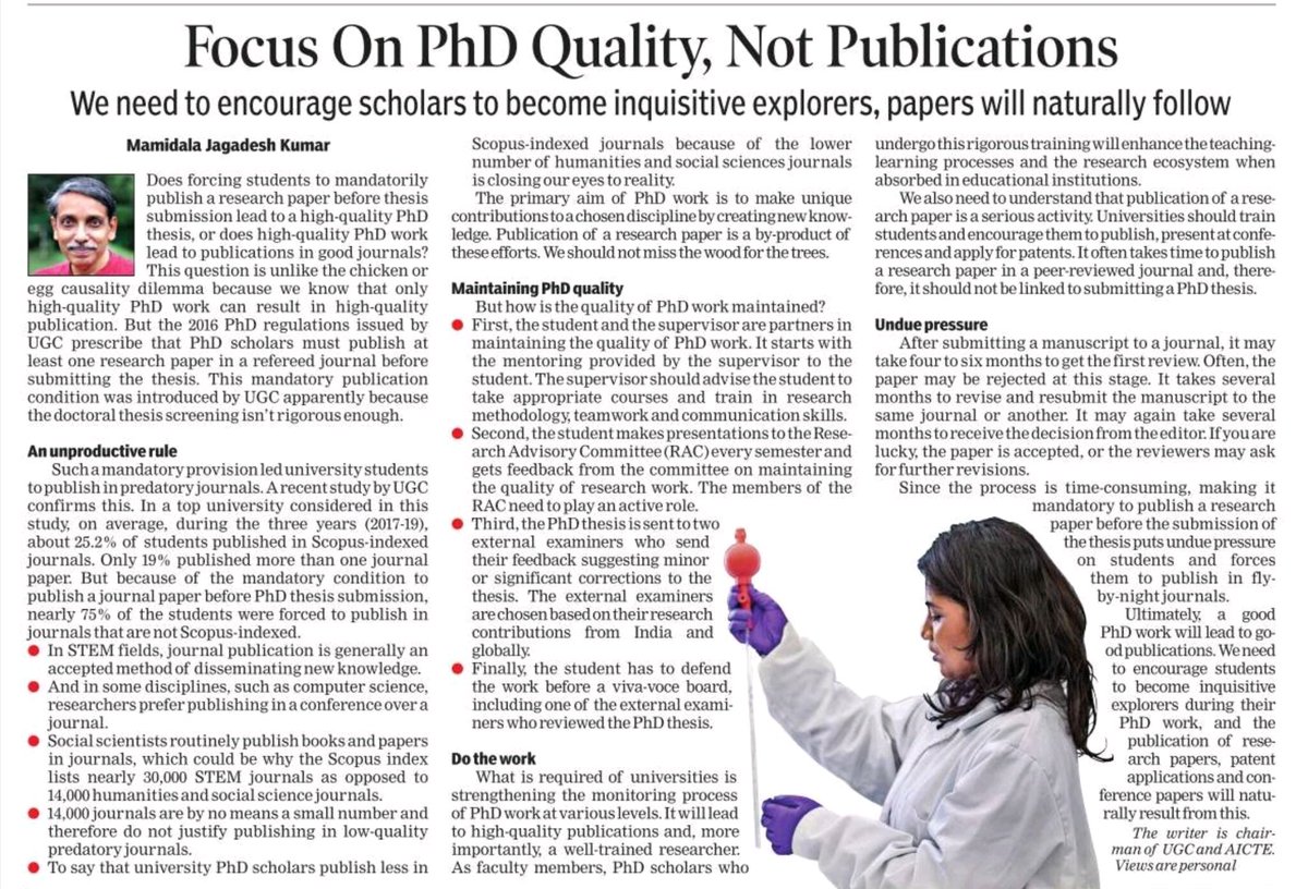 Can't agree more. We should think of publishing papers not as "criteria" to get a PhD or getting job or getting promoted. <a href="/PhDVoice/">PhD Voice - Independently Run</a> <a href="/abhijit_MLab/">Abhijit Majumder</a> <a href="/raeesbio/">Raees-ul-Hamid</a> <a href="/LokomoPeter/">Simon Peter Lokomo</a> <a href="/micro4all/">Arindam Mitra, Ph.D</a>