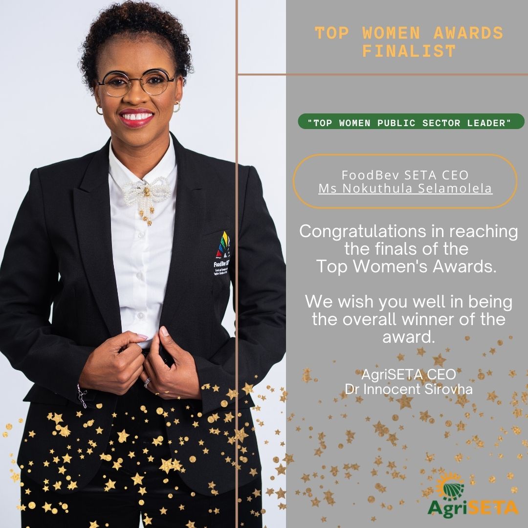 agri_seta's tweet image. 🥳🎊🎉Congratulations to our sister SETA (FoodBev) CEO, Ms Nokuthula Selamolela, on reaching the finals for the 'Top Women Awards', in the "Top  Women Public Sector" category..all the best from in bringing the award home🙌 #AlreadyAWinner🥇 #crossingfingers🤞#FoodValueChain