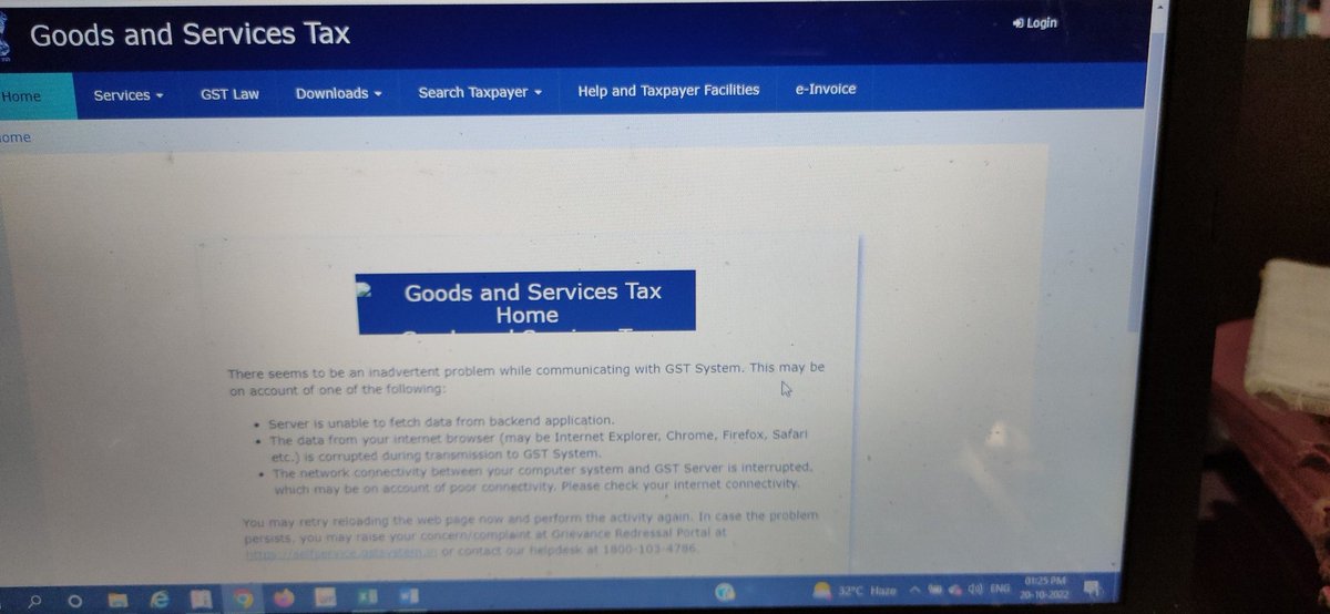 AviSinghal31's tweet photo. Gst portal not working since morning. Kindly do the needful at the earliest or extend the due date of filing gst returns for Sept 2022 month. @Infosys_GSTN @Infosys @FinMinIndia @nsitharaman @nsitharamanoffc @Sudhirhalakhndi @abhishekrajaram @CAamanmittal @haldiaarpit #Gstnfail https://t.co/dQzb4SFv5J