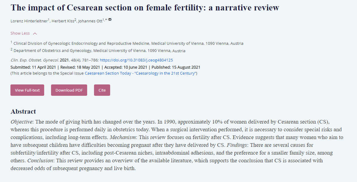 CookieSih's tweet photo. 🥰Welcome to read our article! Publication in Volume 48, Issue 4 of #CEOG.
Ariticle of Prof. Johannes Ott
The impact of #Cesarean_section on #female_fertility: a narrative review
#Fallopian_tubes
#Adhesions
More details: https://t.co/0a6hN3EMBL https://t.co/T5RERLFQdq