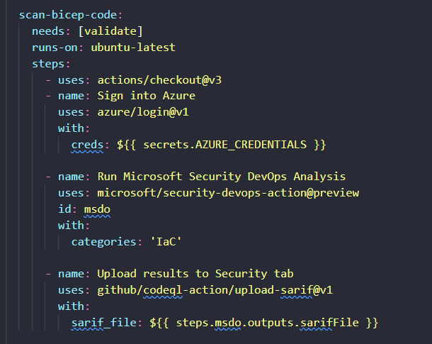 Using Microsoft Security DevOps tasks in GitHub Action worflow files