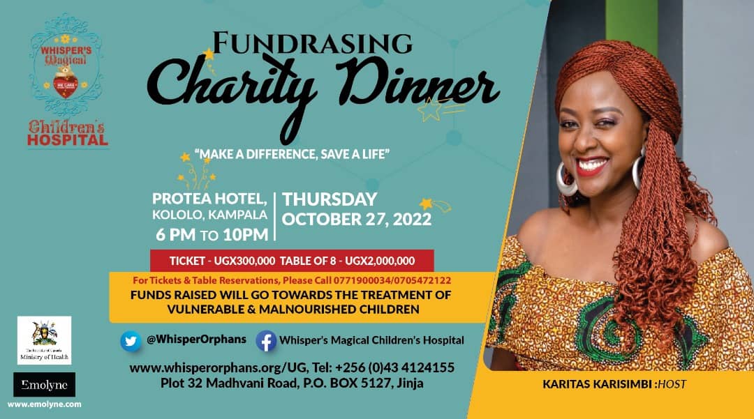 WhisperHospital's tweet photo. @KaritasKarisim2, our fundraising charity dinner host💃🎊that's happening on 27th October, 2022 @ProteaHotels.
Let's all support the vulnerable children❤️🙏. @MinofHealthUG, @nbstv
#WhispersFundraisingDinner
#SaveALife
#MakeADifference
#LovingCaring
#TeamWhisper https://t.co/dI5EmMJNeN