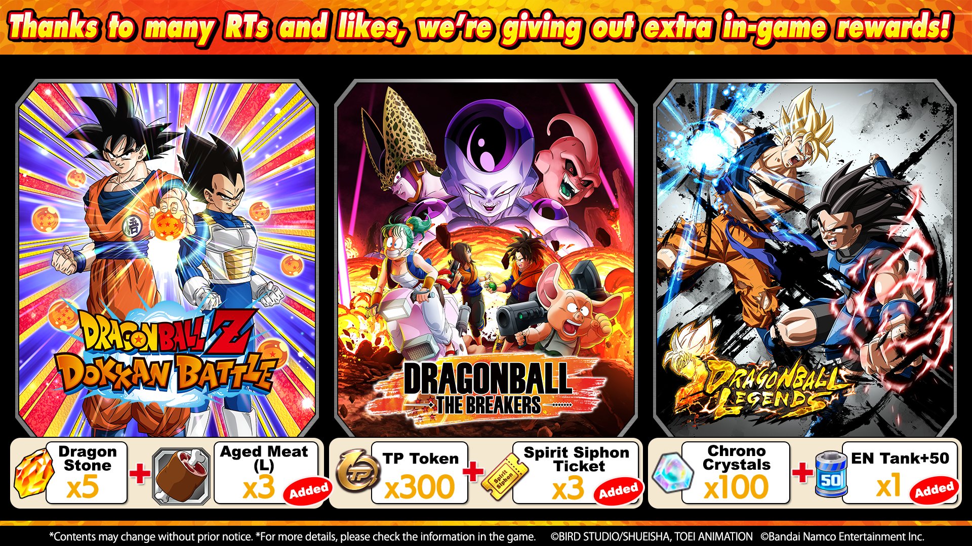 Dragon Ball: The Breakers on X: Reach a total of 59,000 reposts & likes to  receive rewards! Join us in DRAGON BALL: THE BREAKERS 1st Anniversary  Special Live Stream! Get excited for