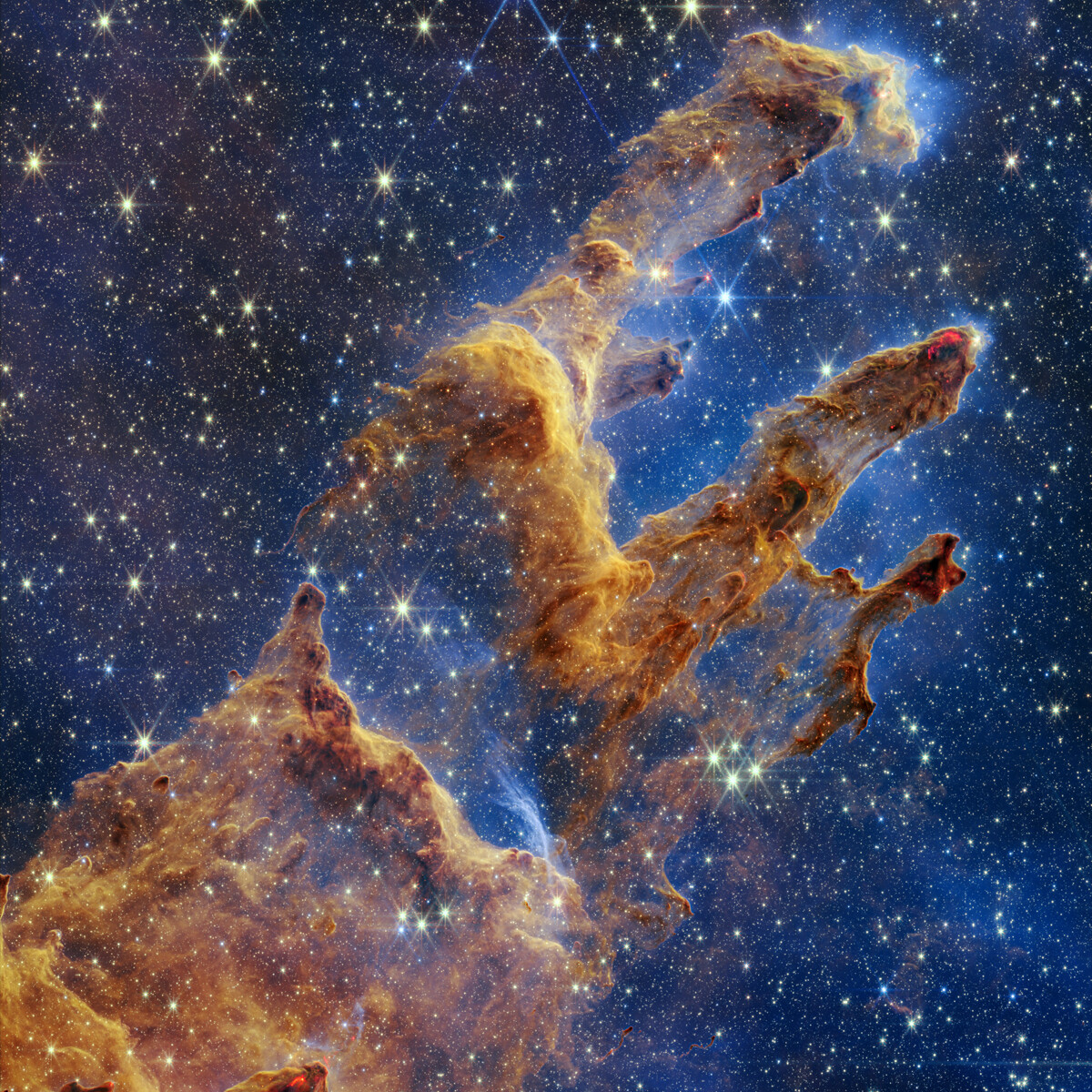 NataliaVartan's tweet photo. ¿Le echamos un vistazo a lo último del telescopio James Webb? En esta ocasión, nos ha regalado una maravillosa imagen de los llamados pilares de la creación. ¿Qué es todo eso que estamos viendo ahí? ☺⬇️

📸: NASA, ESA, CSA, STScI; J. DePasquale, A. Koekemoer, A. Pagan. https://t.co/BEjx3NY9MN