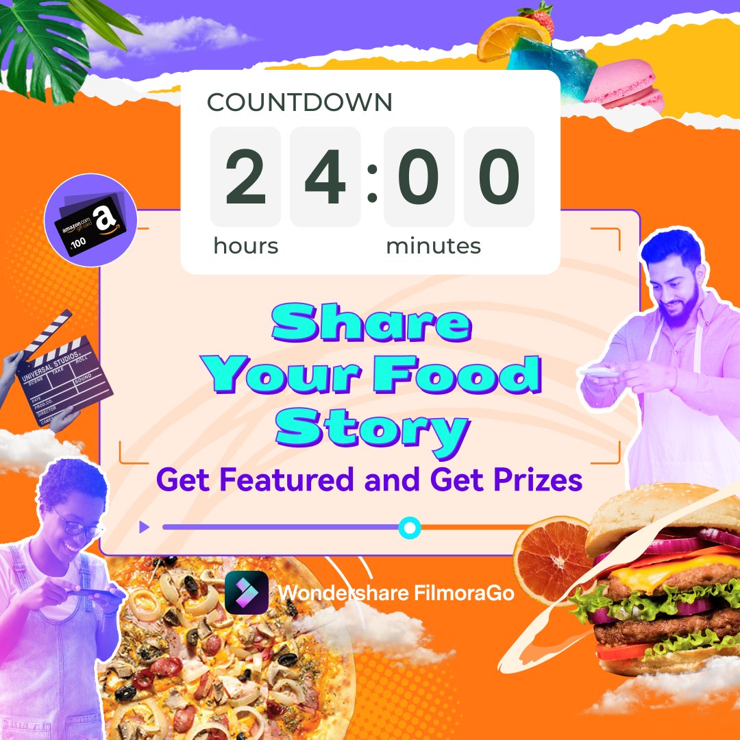 Countdown 24 Hrs!!!
⏰Contest Closed on Oct 20th, 2022 (11:59pm PST)⁠

🔥Share Your Food Story，Get Featured and Get Prizes. 🔥

Post your video to your social platform Add #MyFoodStory #FilmoraGo and @wondershare.filmorago
Submit Your Post Link On FilmoraGo

#wondershare