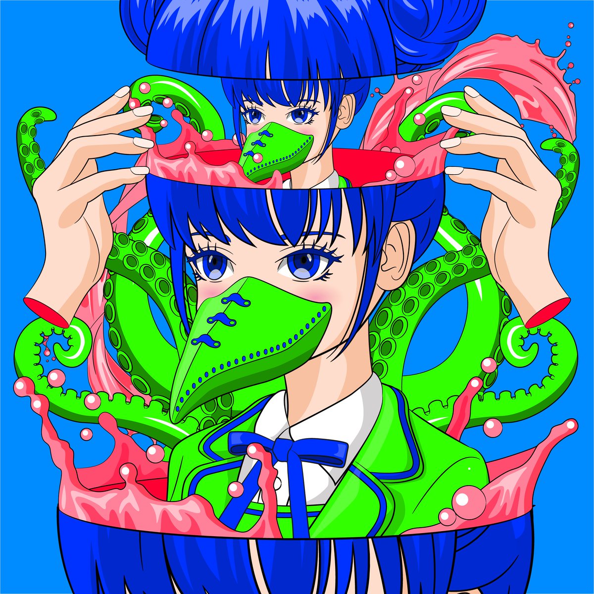 「次の #KMCA はこの2人!なんと今回はマスクとメガネの下の素顔が見れるアニメ」|カズシフジイ-ENISHI-のイラスト