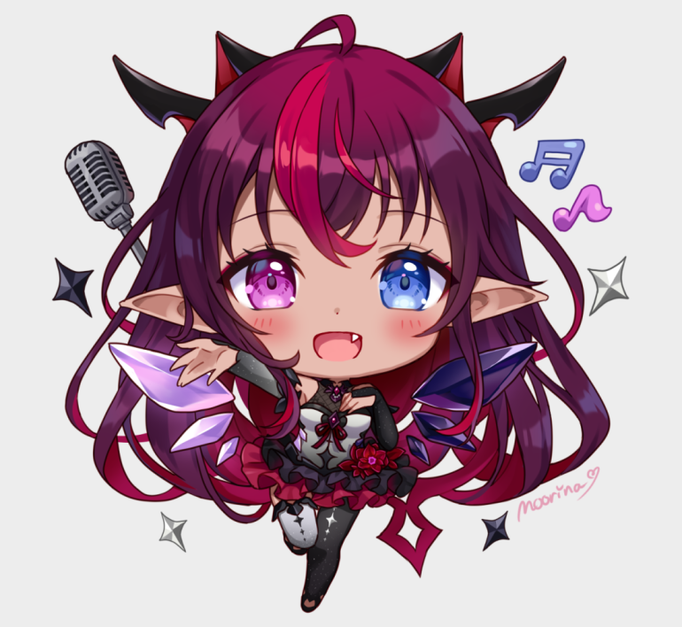 irys (hololive) 1girl chibi long hair pointy ears heterochromia horns solo  illustration images