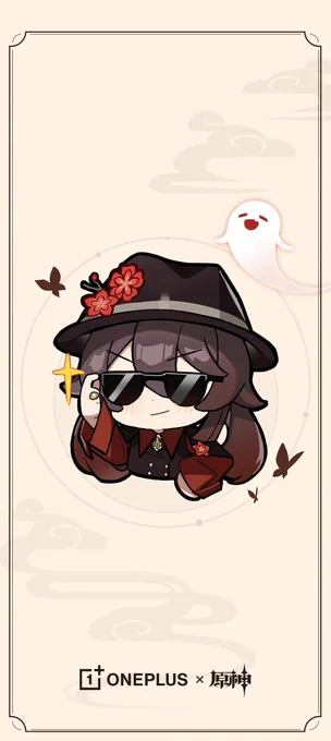 原神ONEPLUS公式weiboより《胡桃 Q版イラスト 壁紙配布》 