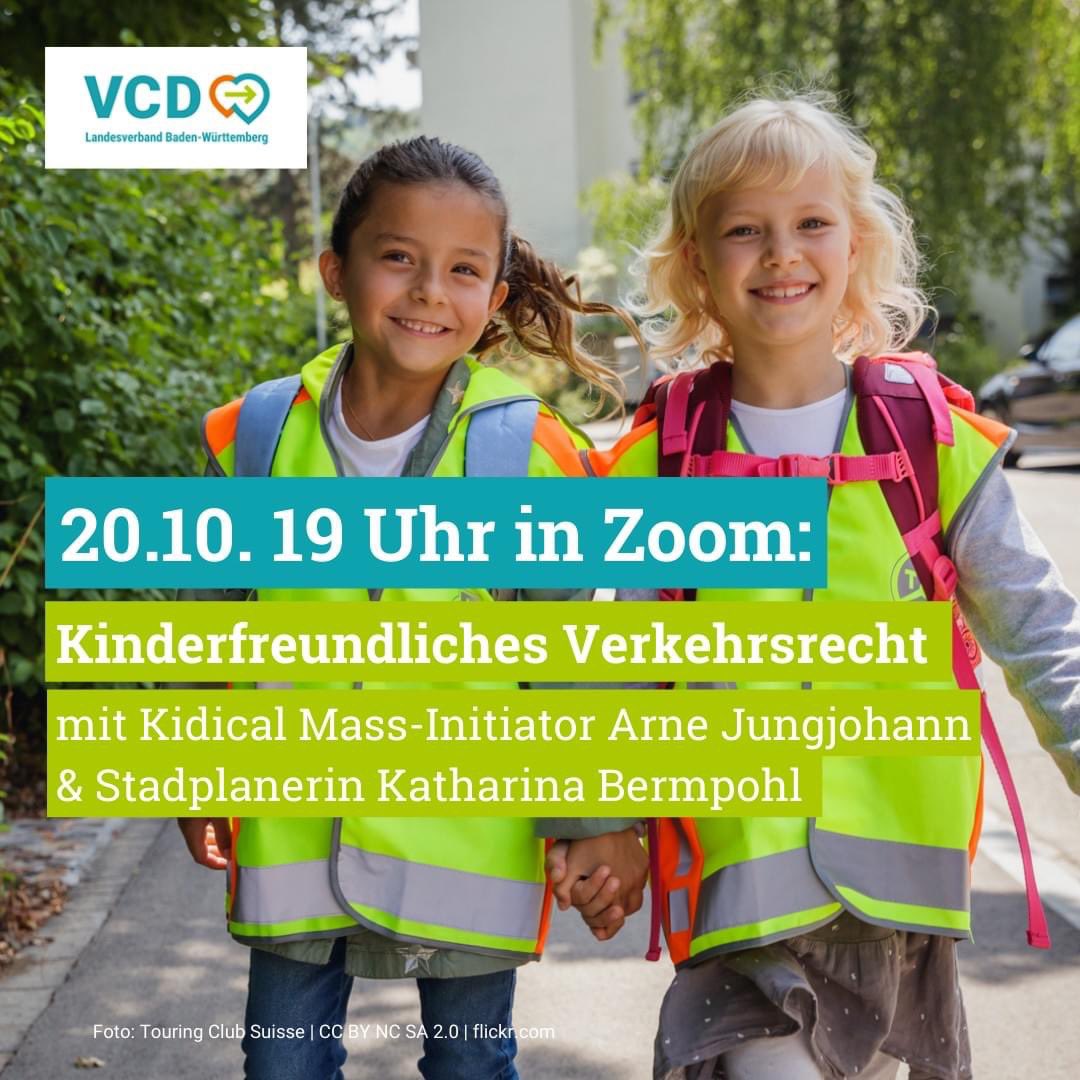 Ein Verkehrsrecht, das Kinder und Jugendliche in den Mittelpunkt stellt. Wie das geht? Heute 19 h mit @Arne_JJ  <a href="/KidicalMass_S/">Kidical Mass Stuttgart 🦒🚲</a> und Stadplanerin Katharina Bermpohl. <a href="/SudbadenVcd/">VCD Regionalverband Südbaden</a> <a href="/CriticalMass_S/">criticalmassstuttgart@sueden.social</a> <a href="/FR_Entscheid/">Fuß- und Radentscheid Freiburg</a> <a href="/FREsslingen/">Fuß- und Radentscheid Esslingen</a> <a href="/FussRadKA/">Fuß- und Radentscheid Karlsruhe</a> 👉us06web.zoom.us/j/86889126419 💬