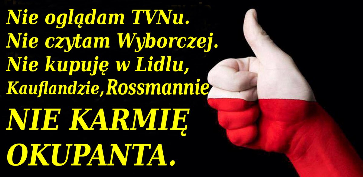 To nie jest prawda, że jesteśmy za mali i nic nie możemy.
Ja 10 lat nie byłem w żadnym zachodnim markecie, gdyby tak zrobiło większość Polaków, skończyłaby się grabież Polski przez okupantów.
Patriotyzm konsumencki ma sens,
uświadamiajmy siebie i innych,
nie jesteśmy bezradni.