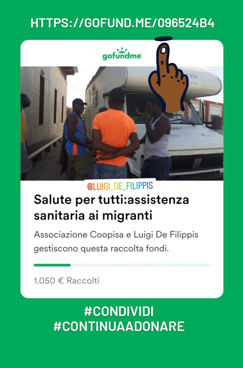 gofund.me/096524b4
#condividi
#continuaadonare
<a href="/LuigideFilippi7/">Imbondeiro 🇲🇿🇮🇹</a>