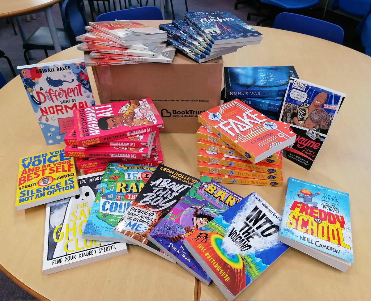 fortislibbie's tweet photo. It's always so exciting opening the free @Booktrust #SchoolLibraryPack! What a great selection this year, and magnificent resources too. Big Thanks from an inspired @Fortismere_Sch library! https://t.co/hG7WBbK4bO
