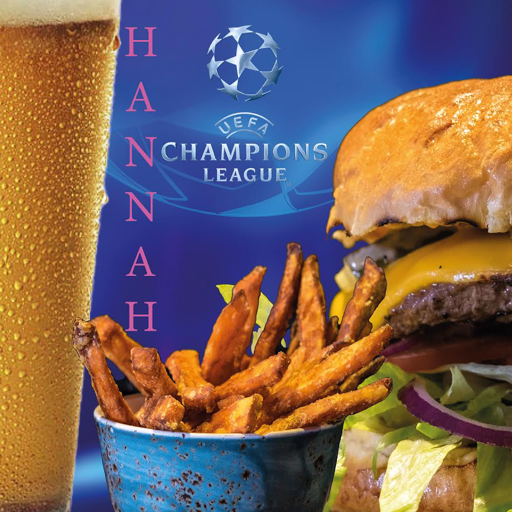 Calling all football fans! We’ve got an exciting new offer available during the Champions League and we think it’s one you’ll like!

During any of the Champions League games we will be offering any burger and any pint from the menu for only £15!!! 

p.s it comes with chips too 😊