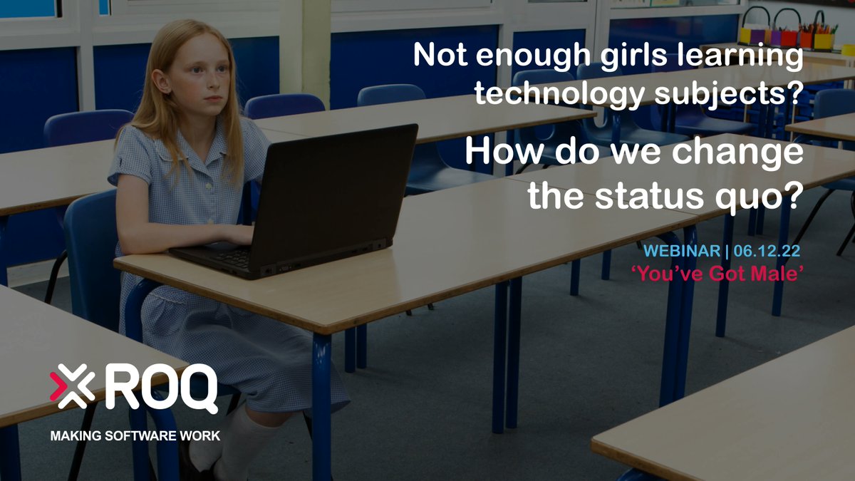 Join the #ROQ #Webinar as our #FemaleRoleModel panellists discuss how preconceived stereotypes, underrepresentation and the ‘geek effect’ might be affecting girls willingness to learn computer-related subjects. buff.ly/3Aqofii #GenderDiversityinIT #TechEducation