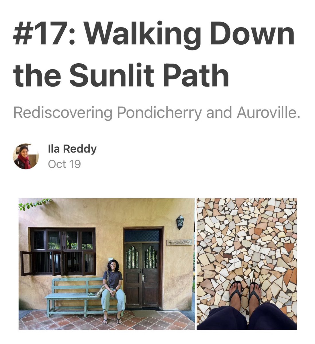My latest newsletter about Pondy, Auroville, and more!🌻 ilareddy.substack.com/p/pondy