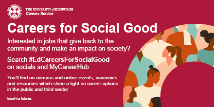 uofedcareers's tweet photo. This lunchtime we’re talking to speakers from Unlocked Graduates, the Civil Service Fast Stream, Charityworks &amp; Think Ahead about how graduates can make an impact on society in their career. Sign up for this webinar on MyCareerHub: https://t.co/c6SaEv6XpQ #EdCareersForSocialGood https://t.co/gmdVhoxddz