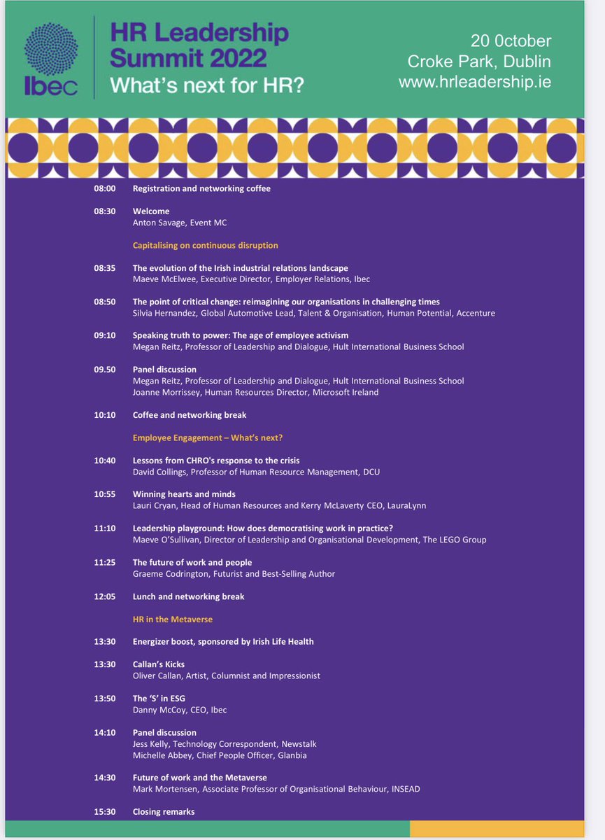 So excited to represent <a href="/LauraLynnHouse/">LauraLynn, Ireland's Children's Hospice</a> and share the stage today at the Ibec HR Leadership Summit with some of the most prominent HR leaders, academics and thinkers of our day. #IbecHR