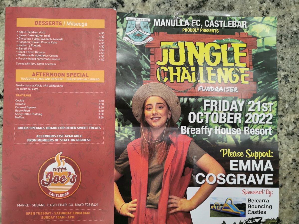 JoesCuppa's tweet photo. Best of luck to our own Emma Cosgrave who be taking part in the jungle challenge this Friday https://t.co/LgML8HSweE