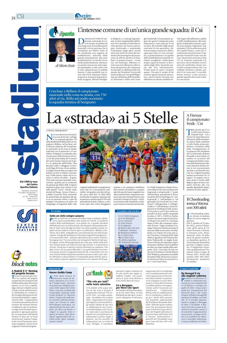 CSInazionale's tweet photo. Nella pagina #Stadium su @Avvenire_Nei di oggi #20ottobre
☑️ La «strada» ai 5 Stelle #CorsaSuStrada
☑️ Nuovo #GeddaCamp #FormazioneCSI
☑️ A Madrid il 4° Meeting del progetto #Eeceme @EU_Commission @EUErasmusPlus
LEGGILA QUI 👉 https://t.co/GgJQw1xD0T https://t.co/5V1Cuxc2Bk