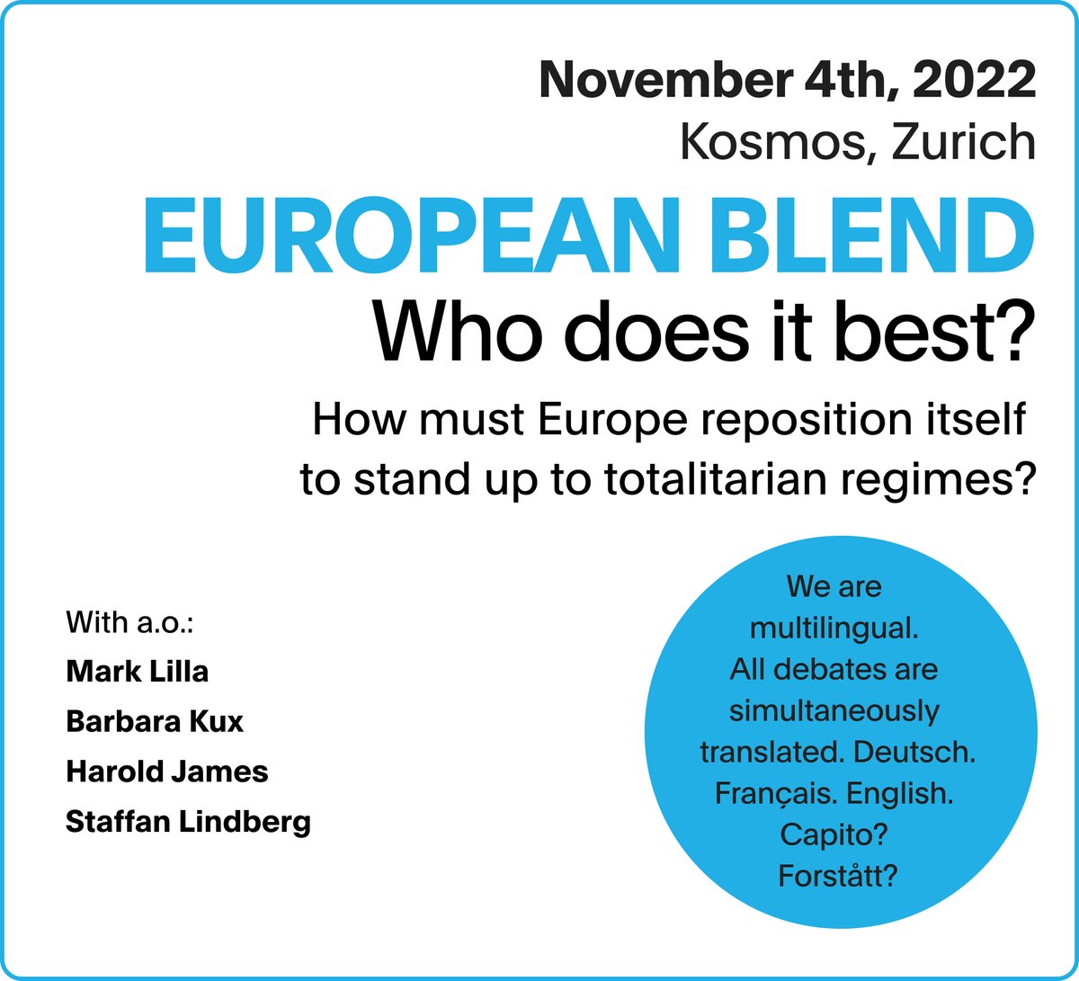 How must Europe reposition itself to stand up to totalitarian regimes? Wie muss sich Europa neu positionieren, um totalitären Regimen die Stirn zu bieten? Be part of the European debate. Be part of the #EuropeanBlend festival. Programme & tickets: europe-united.org/european-blend…