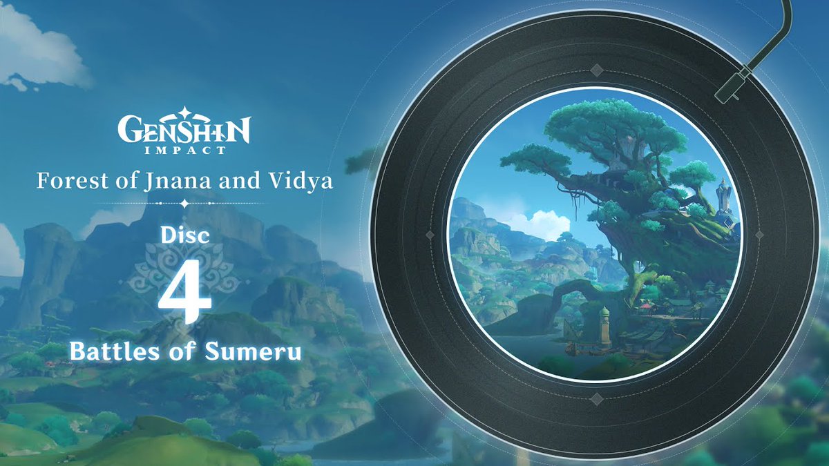 GenshinUpdate's tweet image. Genshin Impact's Sumeru Chapter OST — "Forest of Jnana and Vidya" is out now
▶️Disc 1: youtu.be/nR6Ncfdp4AU
▶️ Disc 2: youtu.be/6xMH6YGYBhc
▶️Disc 3: youtu.be/FjXil_kWhHM
▶️Disc 4: youtu.be/skTz0aOisVs 
#GenshinImpact #原神