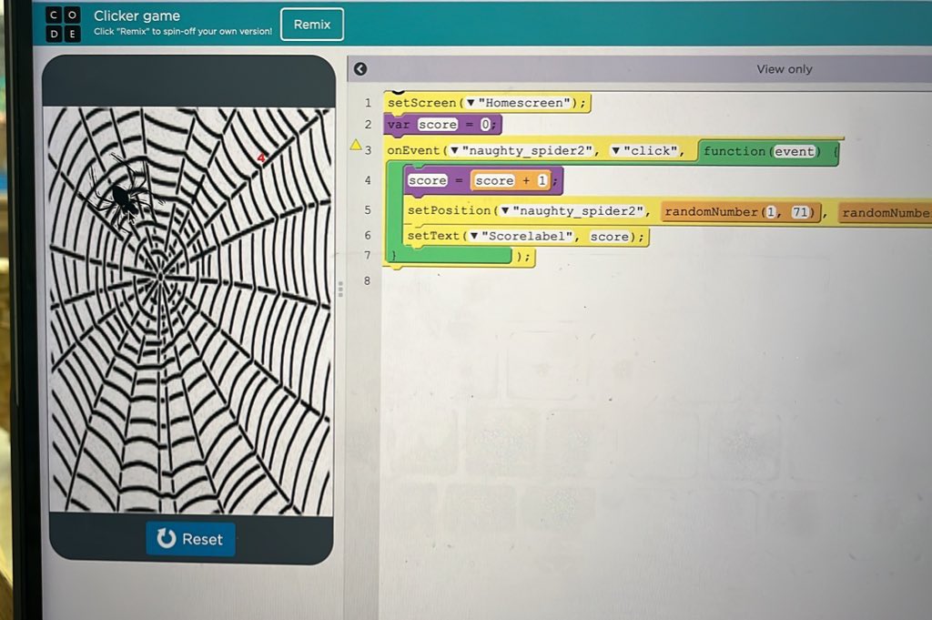 KLASS_Computing's tweet image. Y6 are budding app developers. 📱 Coding in JavaScript block to create fun games such as ‘find the fake rick’, ‘feed the toucan’ & ‘catch the spider’ 👏 #js #applab @codeorg