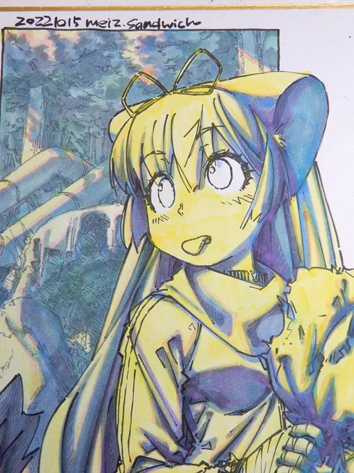 色影。めちゃくちゃ青が強く出た。上から色を重ねるときに心配になる濃さ。 