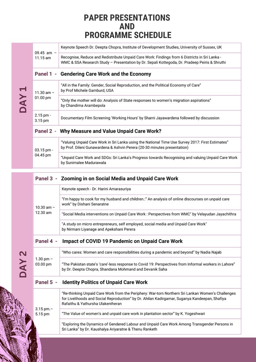 womenandmedia's tweet photo. @ssa_lanka "We wanted to challenge the gendered myths around women's labour participation and labour contribution" -Dr. Pradeep Peiris, Director - SSA
We have an incredible lineup of presenters and speakers
#UnpaidCareWork #WomenandMediaCollective #SSA #ValuedWork #LK #EconomicCrisis https://t.co/Wt5dMpmFhw
