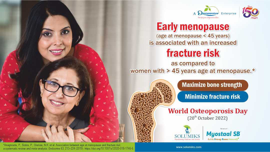 Solumiks's tweet photo. World Osteoporosis Day

Earlier the Menopause = Higher the Fracture risk

#Dhootapapeshwar #Solumiks #WorldOsteoporosisDay #osteoporosis #bonehealth #menopause #fracture https://t.co/6teGjM1baQ