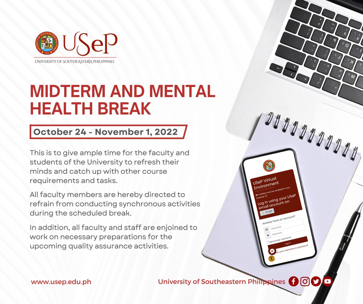 USeP0fficial's tweet photo. Those who will be on WFH arrangement are still required to submit Daily Accomplishment Report.

#USePMidtermBreak
#USePCARES
#WeBuildDreamsWithoutLimits https://t.co/bmJBmrVr7Z