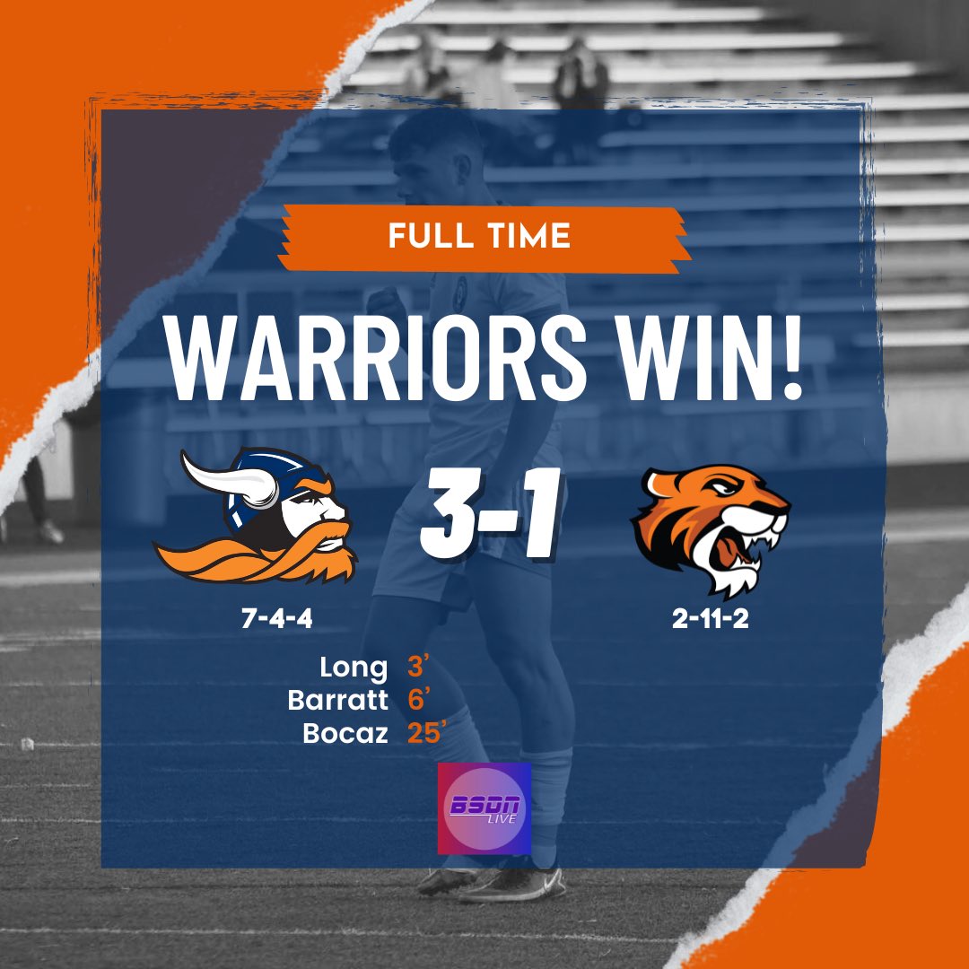 MidlandSoccer's tweet photo. 🟠WARRIORS WIN!🔵

An early shift from the Warriors in the first half sees the lads winning their second consecutive game in GPAC! 
Goals by @PatchyLong , Riley Barratt and @piribocaz 

Presented by BSDN Live

#WarriorFamily https://t.co/iH2eMCqhAs