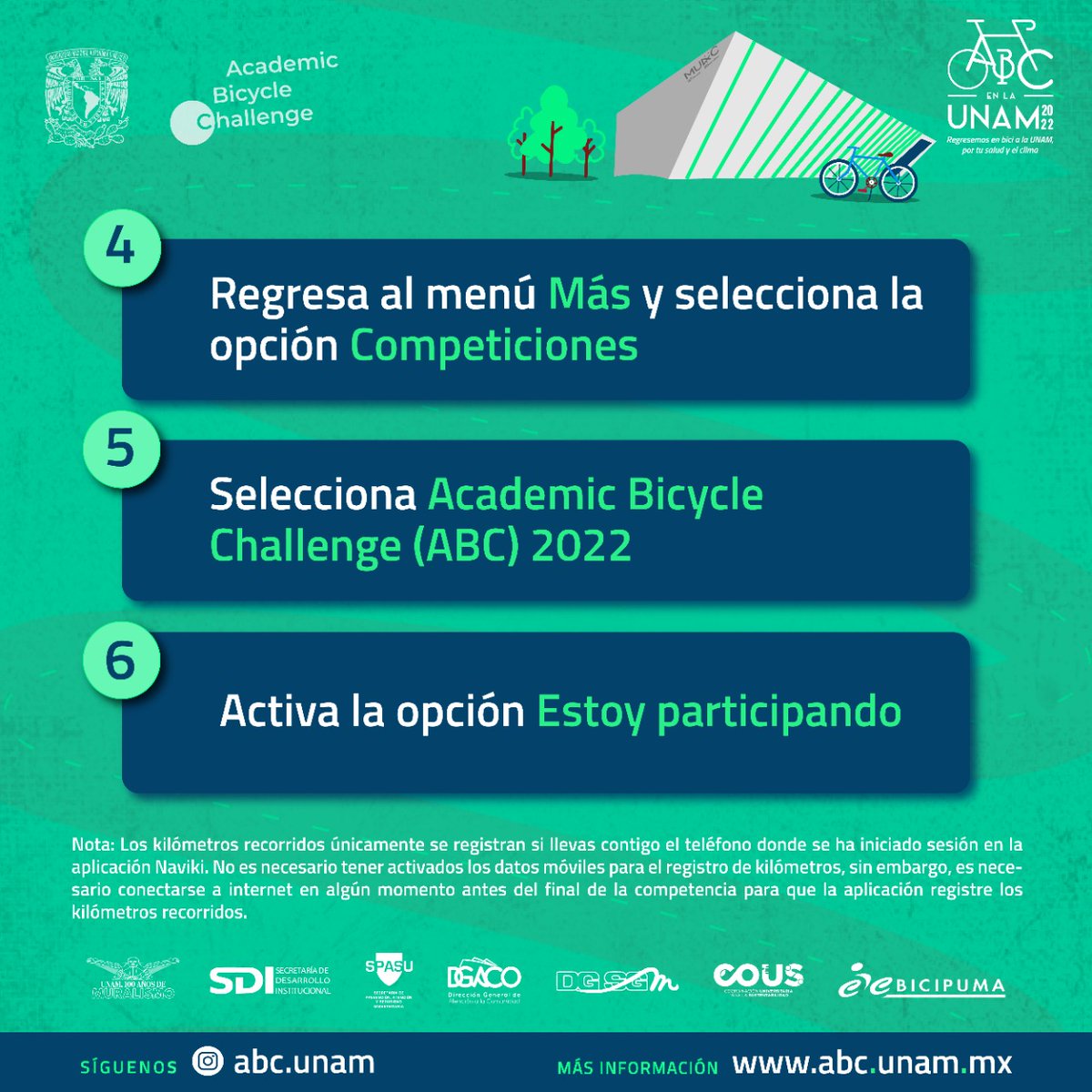 Comunidad_UNAM's tweet photo. ¡Desempolva el manubrio! 🚲
Al sustituir el motor por los pedales, contribuyes a disminuir las emisiones contaminantes de CO2. ¡Éntrale al #RetoABC! #UNAMSustentable #ABCChallenge #PositivamenteUNAM https://t.co/Z7Fj8kjzX9