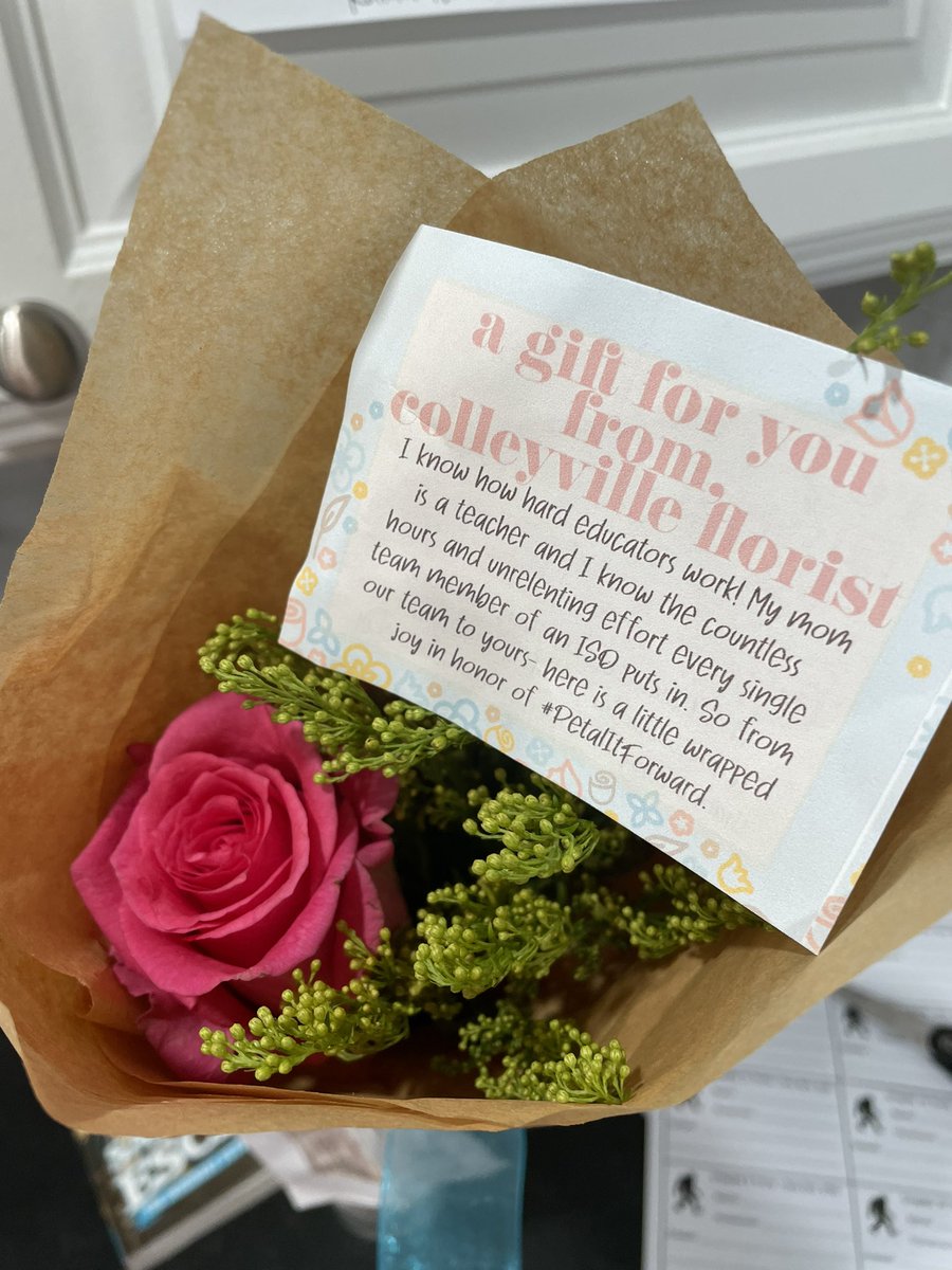 What a kind gesture from Colleyville Florist! They brought flowers to every employee in GCISD today! Thank you <a href="/ColleyvilleFlor/">Colleyville Florist</a>! #petalitforward <a href="/GCISD/">Grapevine-Colleyville ISD</a> <a href="/EarlyGcisd/">GCISD EARLY CHILDHOOD</a> #gesshineon