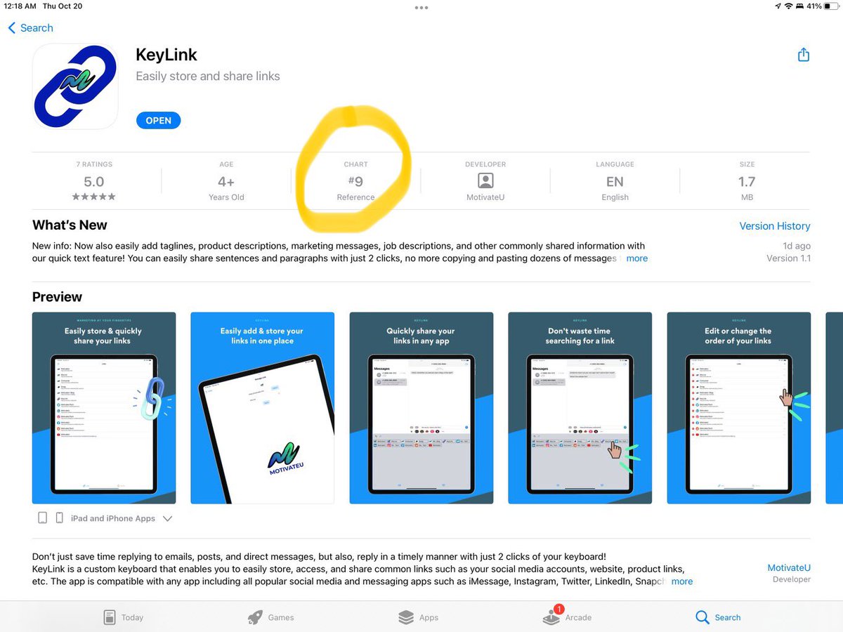 StroutMotivateU's tweet photo. What do I see? 

@KeyLinkApp in a top 10 chart just 3 days after our launch 🚀 https://t.co/RPWQsv5ajC
