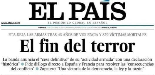 Elena_DPQ's tweet photo. “Cese definitivo de la actividad armada”
Allá donde estés Alfredo, días como hoy más que nunca GRACIAS por todo tu trabajo y tu dedicación, por creer y hacer que fuera posible y real.
“La nuestra será una democracia sin terrorismo pero no una democracia sin memoria"
#FinETA https://t.co/M09qG69ij7