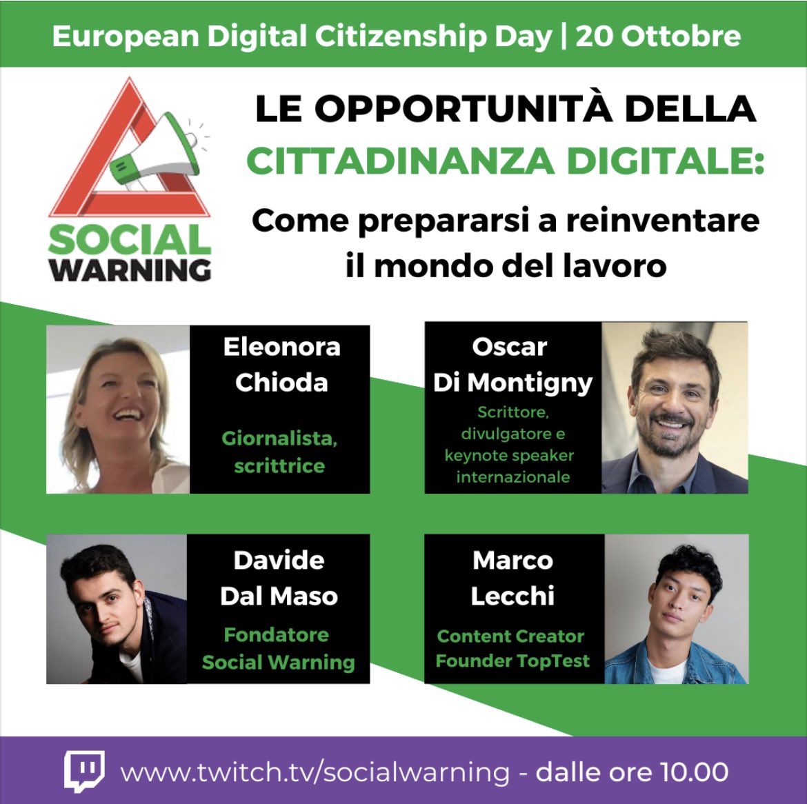 lucarallo's tweet photo. 💻 Cittadinanza Digitale: quali sono le opportunità e come cambierà il mondo del lavoro?

Oggi, a due giorni dal #EuropeanDigitalCitizenshipDay, se ne parlerà in diretta su Twitch https://t.co/5ulDvpVbrh

#SocialWarning #CittadiniDigitali #MovimentoEticoDigitale #20ottobre https://t.co/eXPh3YerH7