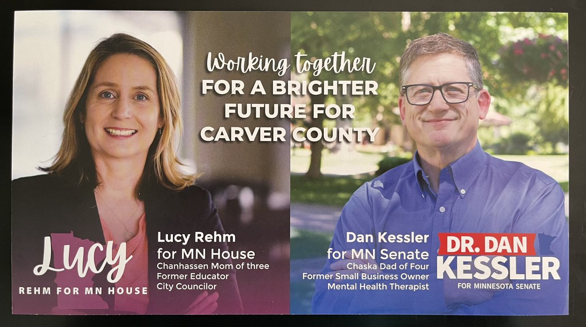 LucyRehmMN's tweet photo. Thank you, @IsabelRolfes, for bringing out your Team of LAs to knock in Chanhassen’s #48B today. Very grateful to receive so much support from the DFL House. Our joint mailer with @DanielNKessler looks amazing! The bag lunches looked great too! 👏🏻👏🏻👏🏻👏🏻👏🏻 #TeamDFL #LucyRehmMN https://t.co/aZdqQgoRGX