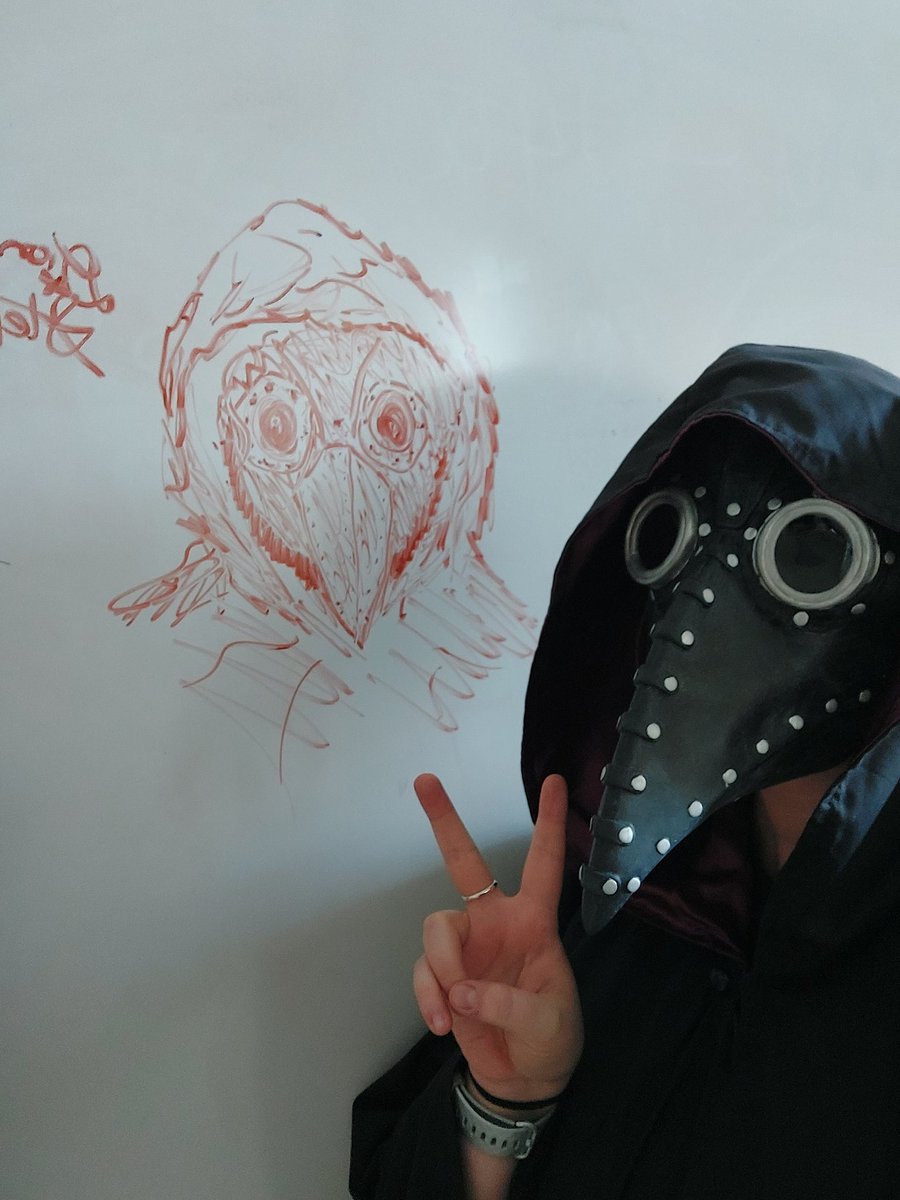 haileyehunt's tweet photo. Tuesday was Plague Day! The kids always have fun (screaming) at this costume. One of my students even drew me!! #NISDJay #MustangsIgnited #JaySS https://t.co/veSmQW2aRD