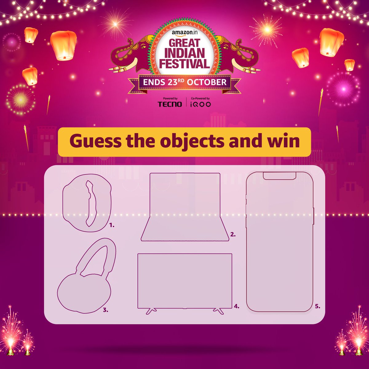 #ContestAlert
It’s your chance to win Amazon voucher worth Rs.1000*. 
Guess the right products and share your answers in the comments section below.
Tag <a href="/amazonIN/">Amazon India</a> and use #AmazonSeLiya 
#AmazonGreatIndianFestival
*T&amp;C Apply: bit.ly/AGIF22TC