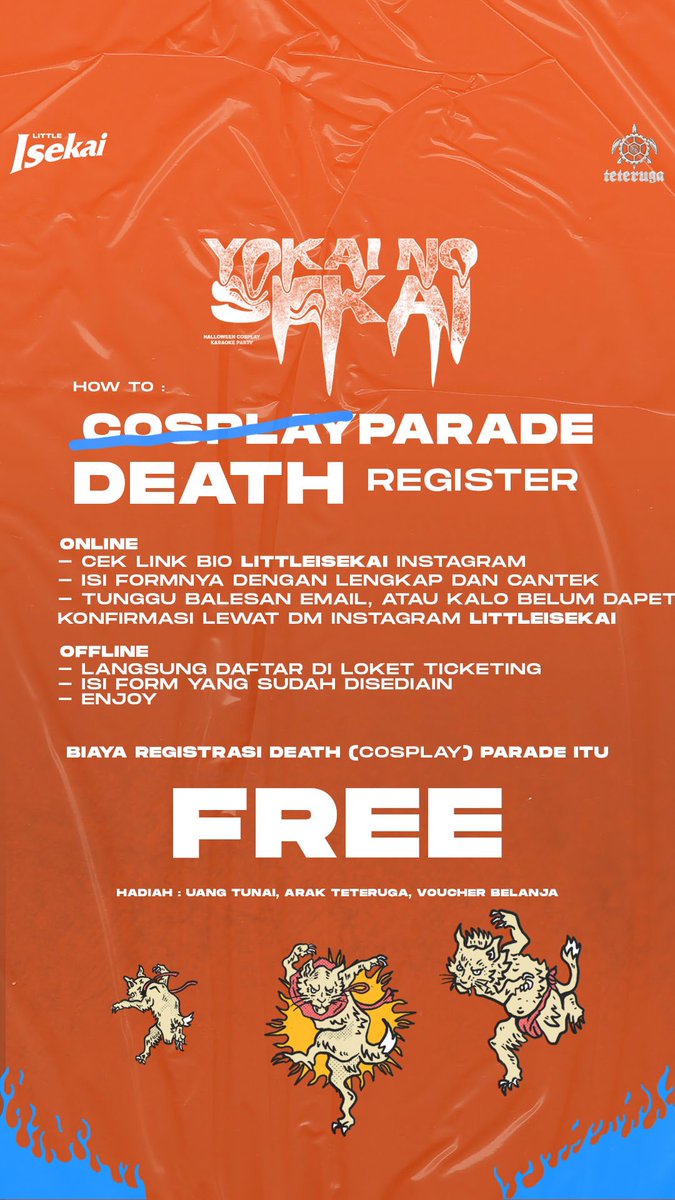 menyambut lebaran setan, divisi hiburan kami Little Isekai membuat hajatan untuk kamu yang merasa hidupnya kurang garam yodium di acara bertajuk YOKAI NO SEKAI! 

selengkapnya bisa cek dipostingan ini dan linktr.ee/littleisekai

ikuzzoo! #wibubanger #deathparade #littleisekai