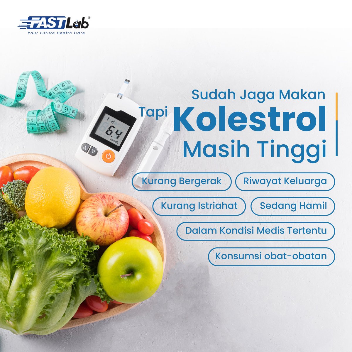 officialfastlab's tweet photo. Tidak hanya makanan, ternyata banyak faktor yang mempengaruhi munculnya penyakit #Kolestrol lho sobat. https://t.co/Wma2Kl2OoP