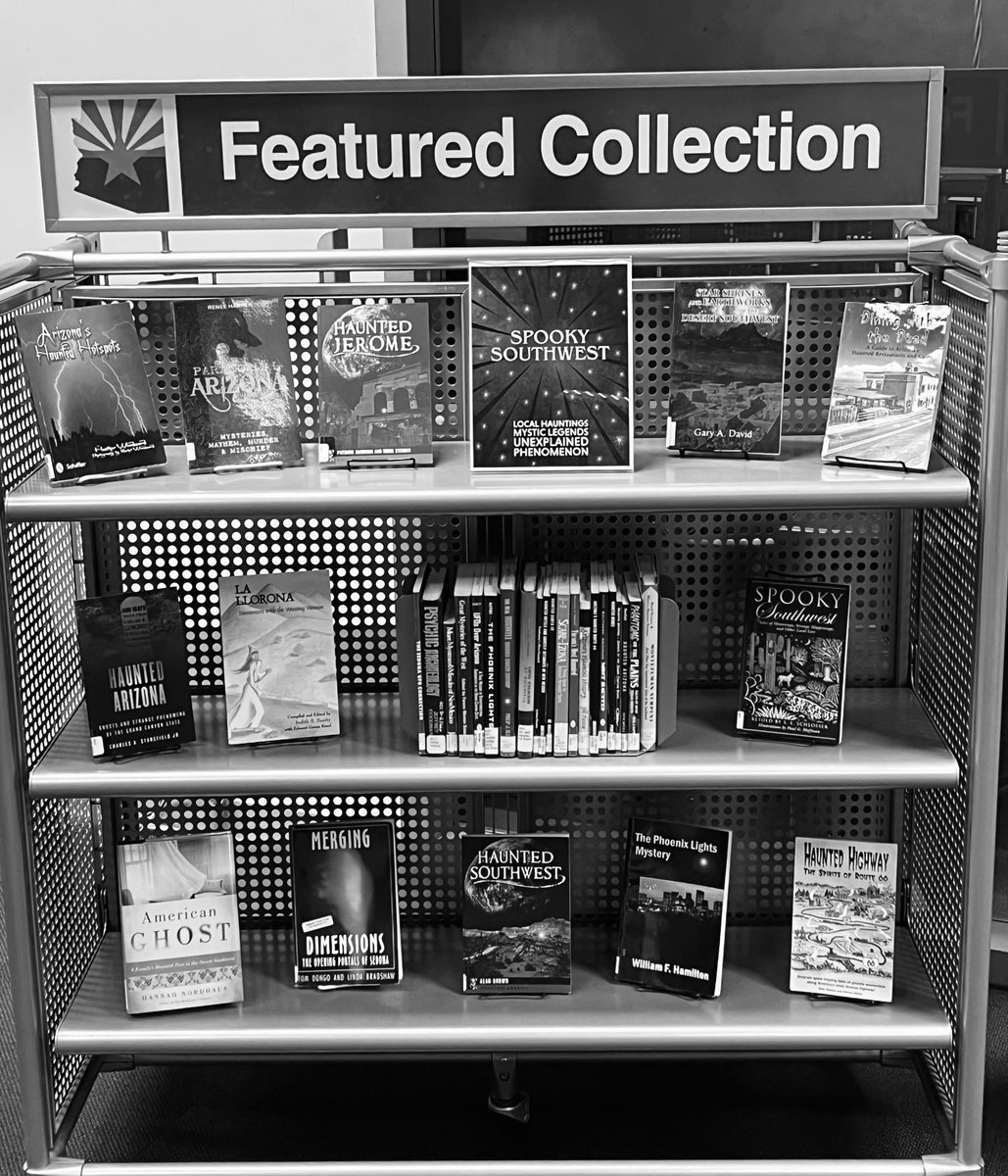 PhxLibrary's tweet photo. The #ArizonaRoom @ Burton Barr is your hotspot for all things paranormal. Take some time to explore October's Featured Collection for info about local hauntings, mystic legends, unexplained phenomenon, & more! https://t.co/e5fyS4AJtL #Halloween #PhoenixPublicLibrary #PHX https://t.co/r2l09No2KG
