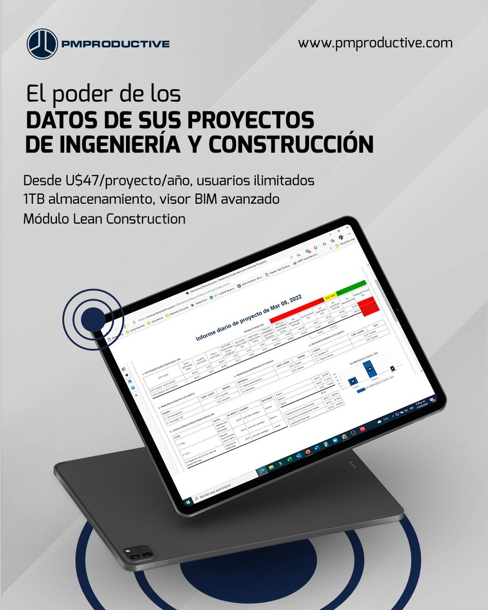 Plataforma Colaborativa de Control de Proyectos para empresas de ingeniería y construcción.
Máxima visibilidad de la operación de sus proyectos para mejores decisiones de negocio.
pmproductive.com