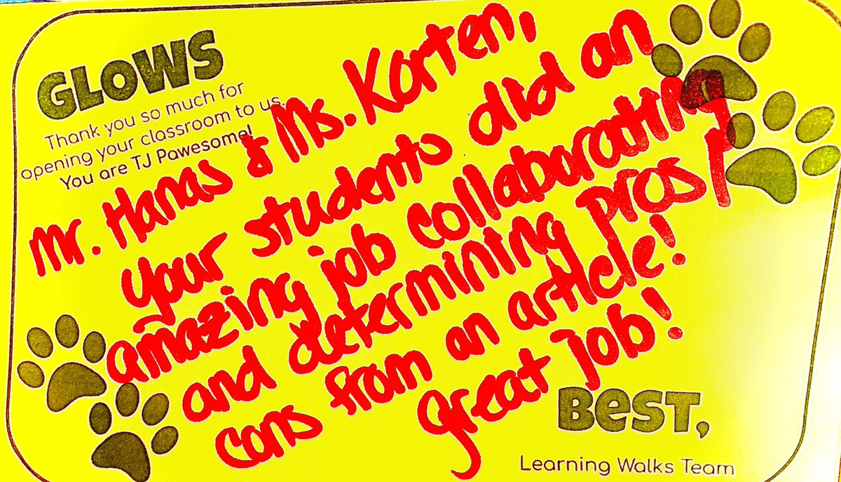KortenCrew's tweet photo. Our Pawsome 🐾Ss earned a “glow” while analyzing article & brainstorming together in groups based on text evidence to help prepare POV for opinion writing.#ReadLikeAHistorian #WriteStuff204 @KortenCrew 🔍#ReadClosely https://t.co/63JgZqd08H