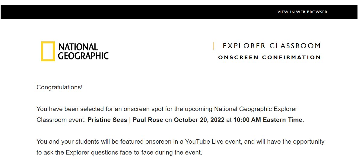 LSKlearning's tweet image. So happy to engage my young ESL #StudentExplorers and be featured in their first #ExplorerClassroom with fantastic National Geographic Explorer @Paul_Rose 
#ExplorerMindset Moments 2022💛🇲🇺