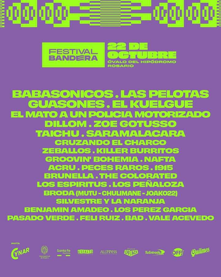 RosarioShows's tweet photo. Este sábado 22 de octubre habrá una nueva edición del Festival Bandera, aquí en Rosario.

Más de 30 bandas - artistas - cantantes mostrando su arte en el Ovalo del Hipódromo.

Estas listo para vivirlo?? 👏🏻👏🏻 https://t.co/x7EfWDJ2rq