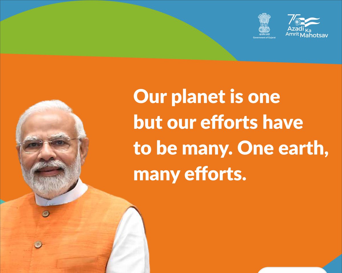 'Our planet is one but our efforts have to be many. One earth, many efforts.' Honourable Prime Minister of India @narendramodi will be launching Mission #LiFE today at @souindia in presence of @UN Secretary General @antonioguterres. #LiFE #Gujarat