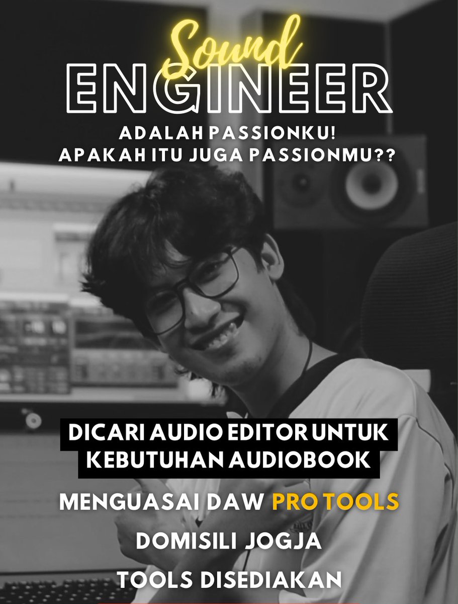 Inavoice_'s tweet photo. Lowongan gaan.

Dicari audio editor buat nemenin Mina ngerjain project audiobook.

Spek sesuai dengan flyer.

Minat klik sini ya: https://t.co/rrBQNV0vno

Tolong mincot 🙏🏽 @hrdbacot https://t.co/ZyKZnhWssm