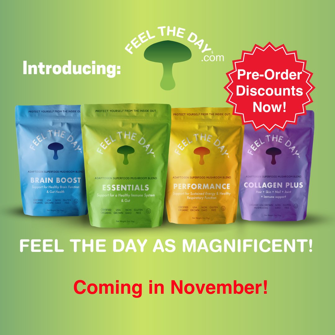 Adaptogenin's tweet photo. Pre Order Sale is on!⁠
We are so excited to introduce our new line of products:⁠
Feel the Day! Get yours while the sale lasts!⁠
⁠
Feel the Day as MAGNIFICENT!⁠

https://t.co/Pgv1Sd8uKn
⁠
#feeltheday⁠
#medicinalmushrooms⁠ https://t.co/UhkBumdWSI